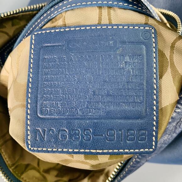 COACH Vintage Blue Contrast Stitch Leather Crossbody Handbag - Picture 7 of 9
